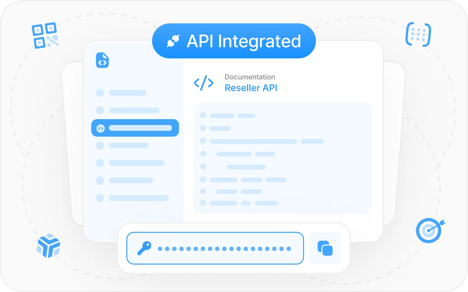 Reseller API documentation alongside a generated API key